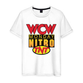 Мужская футболка хлопок с принтом WCW Monday Night Nitro в Курске, 100% хлопок | прямой крой, круглый вырез горловины, длина до линии бедер, слегка спущенное плечо. | nitro | wcw | wrestling | рестлинг
