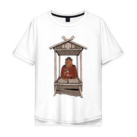 Мужская футболка хлопок Oversize с принтом Дзэн медведь в Курске, 100% хлопок | свободный крой, круглый ворот, “спинка” длиннее передней части | 