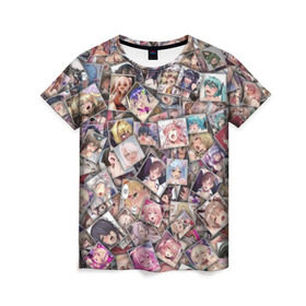 Женская футболка 3D с принтом Ахегао цвет в Курске, 100% полиэфир ( синтетическое хлопкоподобное полотно) | прямой крой, круглый вырез горловины, длина до линии бедер | ahegao | anime | color | manga | аниме | ахегао | коллаж | комиксы | лицо | манга | паттрен | цветной