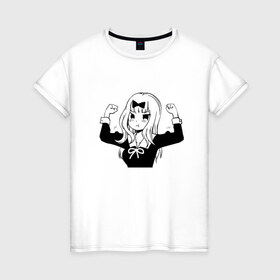 Женская футболка хлопок с принтом Чика Фудзивара в Курске, 100% хлопок | прямой крой, круглый вырез горловины, длина до линии бедер, слегка спущенное плечо | kaguya sama: love is war | аниме | тика фудзивара
