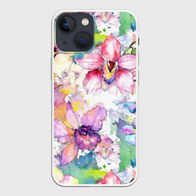 Чехол для iPhone 13 mini с принтом Цветы в Курске,  |  | art | bright | colors | drops | field | flowers | painting | splashes | watercolor | акварель | брызги | живопись | искусство | капли | полевые | цвета | цветы | яркие