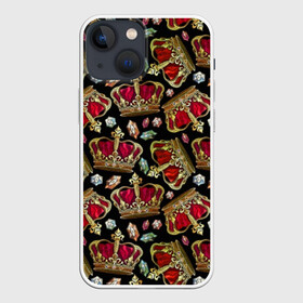 Чехол для iPhone 13 mini с принтом Короны в Курске,  |  | art | background | beautiful | black | cool | diamonds | drawing | fashion | fashionable | hat | king | picture | style | алмазы | бриллианты | вышивка | графика | искусство | камни | картинка | король | короны | красивый | крутой | мода | модный | молодё