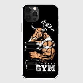 Чехол для iPhone 12 Pro Max с принтом Go heavy or go home в Курске, Силикон |  | angry | animal | bull | cool | fitness | heavy | home | logo | sport | team | wild | атлет | большая | бык | вес | гимнастика | девиз | дикий | домой | животное | знак | зубы | иди | кольцо | крутой | культурист | лозунг | надпись