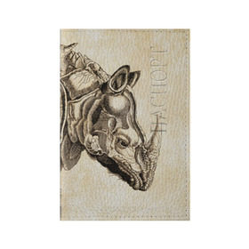 Обложка для паспорта матовая кожа с принтом Носорог (гравюра Дюрера) в Курске, натуральная матовая кожа | размер 19,3 х 13,7 см; прозрачные пластиковые крепления | Тематика изображения на принте: rhinoceros | гравюра | индия | латы | млекопитающий | непарнокопытный | рог | холст | чешуя