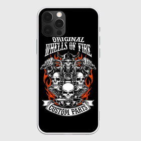 Чехол для iPhone 12 Pro Max с принтом Whells of fire в Курске, Силикон |  | biker | death | emblem | fire | flame | hel | knife | logo | motorcycle | retro | sign | skeleton | skull | slogan | vintage | байкер | винтаж | девиз | детали | знак | каска | логотип | лозунг | мотоцикл | мотоциклист | надпись | нестандартные | нож | ог