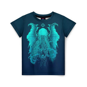 Детская футболка 3D с принтом Ктулху в Курске, 100% гипоаллергенный полиэфир | прямой крой, круглый вырез горловины, длина до линии бедер, чуть спущенное плечо, ткань немного тянется | ктулху | монстр | фэнтези | чудище