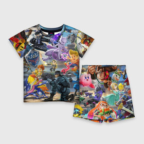 Детский костюм с шортами 3D с принтом Super Smash Bros ultimate в Курске,  |  | game | mario | nintendo | nintendo all star | pikachu | pokemon | super smash bros | ultimate | джиглипафф | донки конг | зельда | игры | линк | марио | нинтендо | пикачу | покемоны | эш