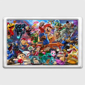 Магнит 45*70 с принтом Super Smash Bros ultimate  в Курске, Пластик | Размер: 78*52 мм; Размер печати: 70*45 | game | mario | nintendo | nintendo all star | pikachu | pokemon | super smash bros | ultimate | джиглипафф | донки конг | зельда | игры | линк | марио | нинтендо | пикачу | покемоны | эш