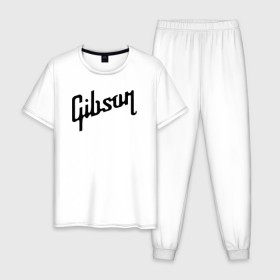 Мужская пижама хлопок с принтом Gibson в Курске, 100% хлопок | брюки и футболка прямого кроя, без карманов, на брюках мягкая резинка на поясе и по низу штанин
 | gibson | гибсон