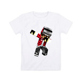 Детская футболка хлопок с принтом Dab Minecraft в Курске, 100% хлопок | круглый вырез горловины, полуприлегающий силуэт, длина до линии бедер | dab | deb | minecraft | даб | деб | майнкрафт