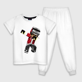Детская пижама хлопок с принтом Dab Minecraft в Курске, 100% хлопок |  брюки и футболка прямого кроя, без карманов, на брюках мягкая резинка на поясе и по низу штанин
 | Тематика изображения на принте: dab | deb | minecraft | даб | деб | майнкрафт