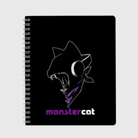 Тетрадь с принтом Monstercat в Курске, 100% бумага | 48 листов, плотность листов — 60 г/м2, плотность картонной обложки — 250 г/м2. Листы скреплены сбоку удобной пружинной спиралью. Уголки страниц и обложки скругленные. Цвет линий — светло-серый
 | Тематика изображения на принте: monstercat | клуб | клубная музыка | кот | котенок | кошка | лейбл | монстар | монстар кет | монстер | музыка | танцевальная музыка | электронная | электронная музыка