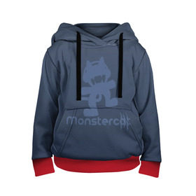 Детская толстовка 3D с принтом Monstercat в Курске, 100% полиэстер | двухслойный капюшон со шнурком для регулировки, мягкие манжеты на рукавах и по низу толстовки, спереди карман-кенгуру с мягким внутренним слоем | Тематика изображения на принте: monstercat | клуб | клубная музыка | кот | котенок | кошка | лейбл | монстар | монстар кет | монстер | музыка | танцевальная музыка | электронная | электронная музыка