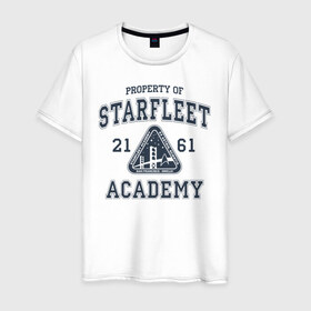 Мужская футболка хлопок с принтом Звёздный путь в Курске, 100% хлопок | прямой крой, круглый вырез горловины, длина до линии бедер, слегка спущенное плечо. | spock | star fleet | star trek | uss enterprise | академия звёздного флота | звёздный путь | звёздный флот | кино | космический корабль | космос | спок | стар трек | энтерпрайз