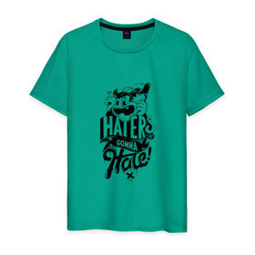Мужская футболка хлопок с принтом Haters gonna Hate в Курске, 100% хлопок | прямой крой, круглый вырез горловины, длина до линии бедер, слегка спущенное плечо. | Тематика изображения на принте: haters gonna hate | прикольный принт | футболка принт