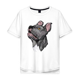 Мужская футболка хлопок Oversize с принтом Pitbull в Курске, 100% хлопок | свободный крой, круглый ворот, “спинка” длиннее передней части | dog | pitbull | питбуль | собака | собаки