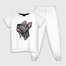 Детская пижама хлопок с принтом Pitbull в Курске, 100% хлопок |  брюки и футболка прямого кроя, без карманов, на брюках мягкая резинка на поясе и по низу штанин
 | dog | pitbull | питбуль | собака | собаки