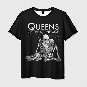 Мужская футболка 3D с принтом Queens of the Stone Age в Курске, 100% полиэфир | прямой крой, круглый вырез горловины, длина до линии бедер | Тематика изображения на принте: josh homme | metal | qotsa | queens of the stone age | rock | группы | метал | музыка | рок