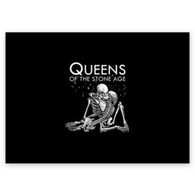 Поздравительная открытка с принтом Queens of the Stone Age в Курске, 100% бумага | плотность бумаги 280 г/м2, матовая, на обратной стороне линовка и место для марки
 | josh homme | metal | qotsa | queens of the stone age | rock | группы | метал | музыка | рок