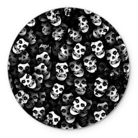 Коврик круглый с принтом Призраки Мисфитс в Курске, резина и полиэстер | круглая форма, изображение наносится на всю лицевую часть | misfits | punk | punk rock | rock | лицо | мисфитс | панк | панк рок | паттрен | призрак | рок | скелет | череп | черно белый