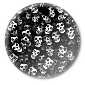 Значок с принтом Призраки Мисфитс в Курске,  металл | круглая форма, металлическая застежка в виде булавки | misfits | punk | punk rock | rock | лицо | мисфитс | панк | панк рок | паттрен | призрак | рок | скелет | череп | черно белый