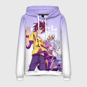 Мужская толстовка 3D с принтом No Game No Life в Курске, 100% полиэстер | двухслойный капюшон со шнурком для регулировки, мягкие манжеты на рукавах и по низу толстовки, спереди карман-кенгуру с мягким внутренним слоем. | no game no life | аниме | без игры жизни нет | манга | нет игры   нет жизни | сора и сиро | широ