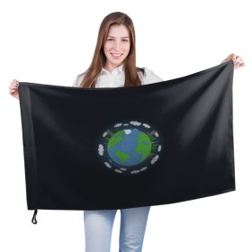 Флаг 3D с принтом Планета Земля в Курске, 100% полиэстер | плотность ткани — 95 г/м2, размер — 67 х 109 см. Принт наносится с одной стороны | 