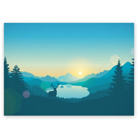 Поздравительная открытка с принтом Векторная природа в Курске, 100% бумага | плотность бумаги 280 г/м2, матовая, на обратной стороне линовка и место для марки
 | firewatch | вектор | восход | гора | горы | дерево | деревья | закат | лес | небо | озеро | олень | природа | природный заповедник | река | северный олень | солнце