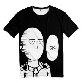 Мужская футболка 3D с принтом One Punch Man в Курске, 100% полиэфир | прямой крой, круглый вырез горловины, длина до линии бедер | one punch man | onepunchman | oppai | аниме | ван панч мен | ванпанчмен | манга | сайтама | супергерои | человек один удар