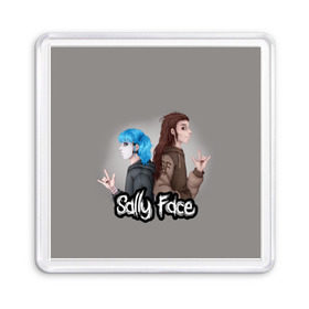 Магнит 55*55 с принтом Sally Face в Курске, Пластик | Размер: 65*65 мм; Размер печати: 55*55 мм | blue | diane | face | fisher | gizmo | henry | johnson | killer | larry | sally | генри | гизмо | джонсон | диана | ларри | лицо | салли | фейс | фишер