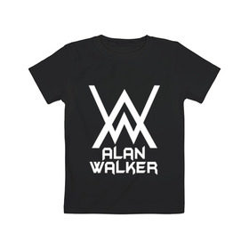 Детская футболка хлопок с принтом Alan Walker в Курске, 100% хлопок | круглый вырез горловины, полуприлегающий силуэт, длина до линии бедер | alan walker | алан валкер | алан волкер | алан уокер | диджей | музыка | музыкант | песни