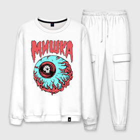 Мужской костюм хлопок с принтом Mishka NYC в Курске, 100% хлопок | на свитшоте круглая горловина, мягкая резинка по низу. Брюки заужены к низу, на них два вида карманов: два “обычных” по бокам и два объемных, с клапанами, расположенные ниже линии бедра. Брюки с мягкой трикотажной резинкой на поясе и по низу штанин. В поясе для дополнительного комфорта — широкие завязки | ciclop | eye | fashion | hype | hypebeast | skull | streatwear | street | wear | глаз | мишка | мода | стритвир | хайп | хайповый шмот | циклоп | череп