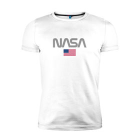 Мужская футболка премиум с принтом Nasa USA в Курске, 92% хлопок, 8% лайкра | приталенный силуэт, круглый вырез ворота, длина до линии бедра, короткий рукав | nasa | space | usa | звезды | космос | наса | планеты