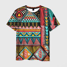 Мужская футболка 3D с принтом Африканский стиль  в Курске, 100% полиэфир | прямой крой, круглый вырез горловины, длина до линии бедер | africa | african | pattern | style | trend | африка | африканский стиль | геометрия | мода | орнамент | паттерн | стиль | тренд