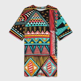 Платье-футболка 3D с принтом Африканский стиль в Курске,  |  | Тематика изображения на принте: africa | african | pattern | style | trend | африка | африканский стиль | геометрия | мода | орнамент | паттерн | стиль | тренд