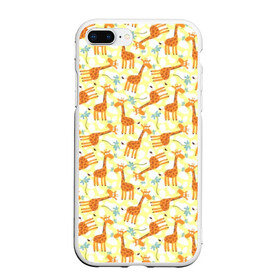 Чехол для iPhone 7Plus/8 Plus матовый с принтом Жирафики в Курске, Силикон | Область печати: задняя сторона чехла, без боковых панелей | Тематика изображения на принте: giraffe | pattern | животные | жираф | паттерн | текстура