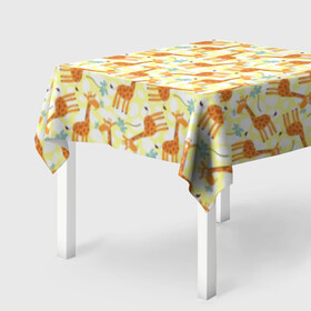 Скатерть 3D с принтом Жирафики в Курске, 100% полиэстер (ткань не мнется и не растягивается) | Размер: 150*150 см | giraffe | pattern | животные | жираф | паттерн | текстура