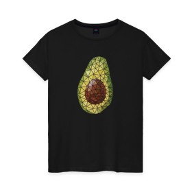 Женская футболка хлопок с принтом Авокадо в Курске, 100% хлопок | прямой крой, круглый вырез горловины, длина до линии бедер, слегка спущенное плечо | вкусняшка | графика | жиры | зож | косточка | мозаика | овощ | паззл | пазл | плод | пп | правильное питание | фитоняшка | фрагменты | фрукт