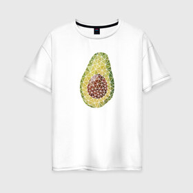 Женская футболка хлопок Oversize с принтом Авокадо в Курске, 100% хлопок | свободный крой, круглый ворот, спущенный рукав, длина до линии бедер
 | вкусняшка | графика | жиры | зож | косточка | мозаика | овощ | паззл | пазл | плод | пп | правильное питание | фитоняшка | фрагменты | фрукт