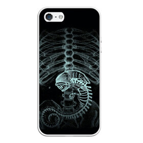 Чехол для iPhone 5/5S матовый с принтом Чужой на Рентгене в Курске, Силикон | Область печати: задняя сторона чехла, без боковых панелей | alien | больница | больной | внутренний мир | врач | клиника | кости | пациент | ребра | рентген | скелет | снимок | хищник