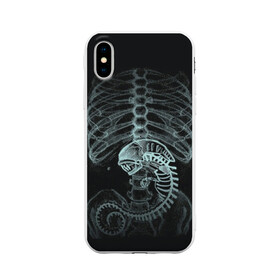 Чехол для iPhone X матовый с принтом Чужой на Рентгене в Курске, Силикон | Печать на задней стороне чехла, без боковой панели | alien | больница | больной | внутренний мир | врач | клиника | кости | пациент | ребра | рентген | скелет | снимок | хищник