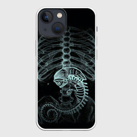 Чехол для iPhone 13 mini с принтом Чужой на Рентгене в Курске,  |  | alien | больница | больной | внутренний мир | врач | клиника | кости | пациент | ребра | рентген | скелет | снимок | хищник