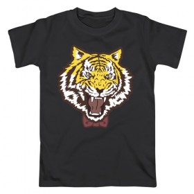 Мужская футболка хлопок с принтом Yuri Plisetsky Style Tiger в Курске, 100% хлопок | прямой крой, круглый вырез горловины, длина до линии бедер, слегка спущенное плечо. | tiger | yuri on ice | yuri plisetsky | тигр | юри на льду | юрий плисецкий