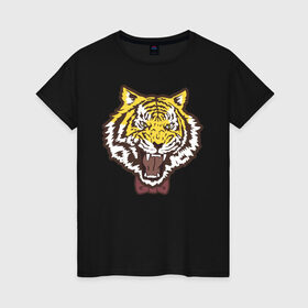 Женская футболка хлопок с принтом Yuri Plisetsky Style Tiger в Курске, 100% хлопок | прямой крой, круглый вырез горловины, длина до линии бедер, слегка спущенное плечо | tiger | yuri on ice | yuri plisetsky | тигр | юри на льду | юрий плисецкий