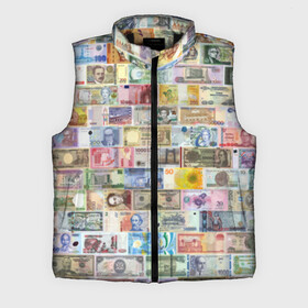 Мужской жилет утепленный 3D с принтом Деньги мира в Курске,  |  | chf | eur | gbp | jpy | usd | баксы | банкноты | валюта | доллар | евро | купюры | паунд | рубль. | свисси | финансы | фунт стерлингов | швейцарский франк | японская йена