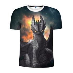 Мужская футболка 3D спортивная с принтом Night Fury в Курске, 100% полиэстер с улучшенными характеристиками | приталенный силуэт, круглая горловина, широкие плечи, сужается к линии бедра | how to train your dragon | night fury | беззубик | дракон | как приручить дракона | ночная фурия