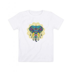 Детская футболка хлопок с принтом Слон Mandala в Курске, 100% хлопок | круглый вырез горловины, полуприлегающий силуэт, длина до линии бедер | Тематика изображения на принте: mandala | абстракция | буддизм | индуизм | слон | слоны