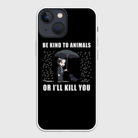 Чехол для iPhone 13 mini с принтом Be Kind to Animals в Курске,  |  | Тематика изображения на принте: be kind to animals | cinema | dog | dogs | john wick | keanu reeves | джон уик | животные | пес | собака