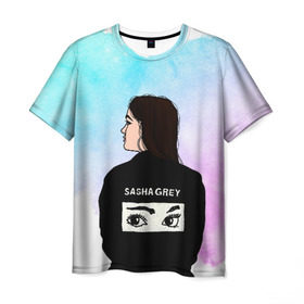 Мужская футболка 3D с принтом Саша Грей Sasha Grey в Курске, 100% полиэфир | прямой крой, круглый вырез горловины, длина до линии бедер | sasha grey | актриса | арт | грей | мода | прон | саша грей