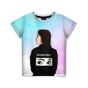Детская футболка 3D с принтом Саша Грей Sasha Grey в Курске, 100% гипоаллергенный полиэфир | прямой крой, круглый вырез горловины, длина до линии бедер, чуть спущенное плечо, ткань немного тянется | sasha grey | актриса | арт | грей | мода | прон | саша грей